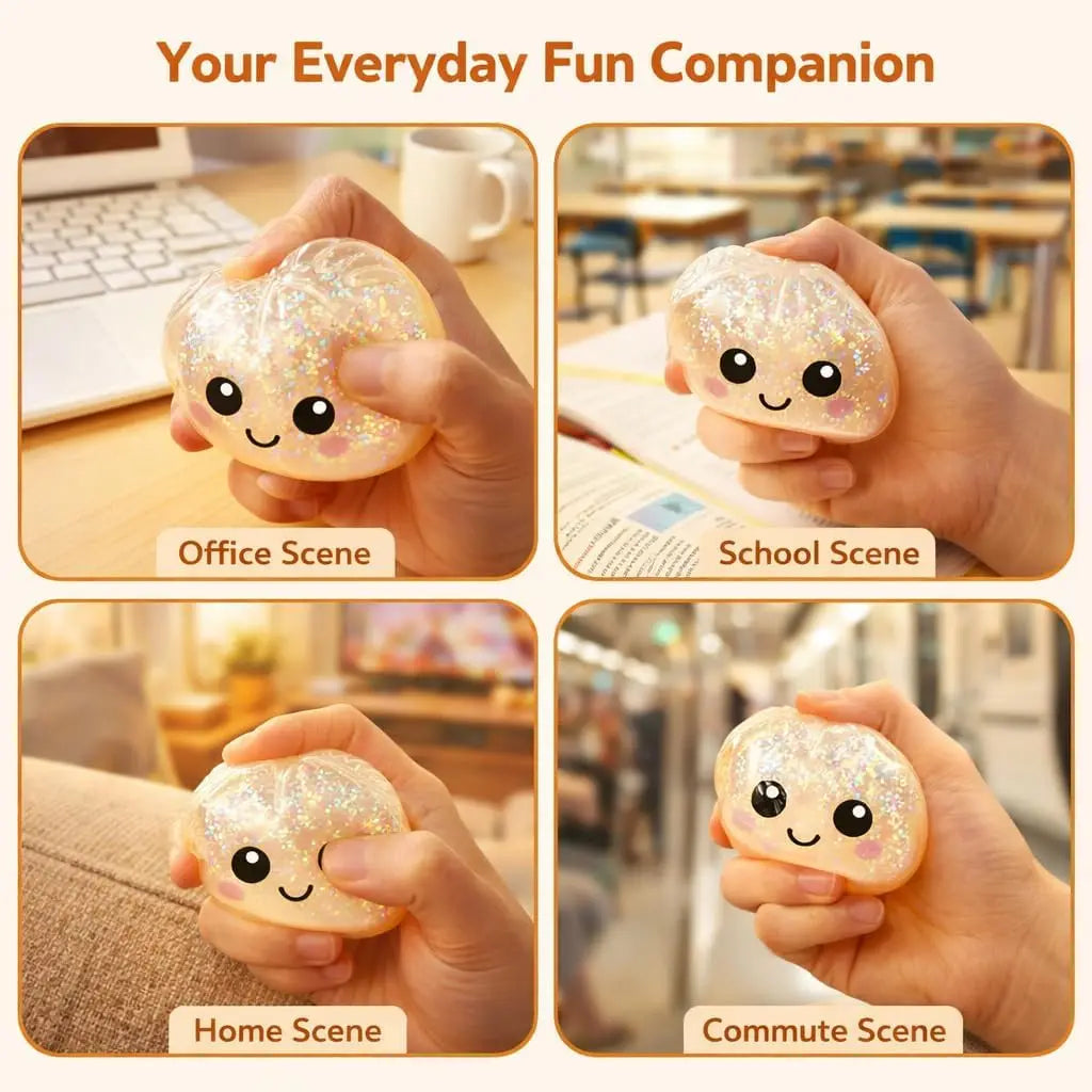 Large Dumpling Stress Ball with Steamer – Squishy Sensory Bun Toy for Anxiety Relief for Adults & Kids