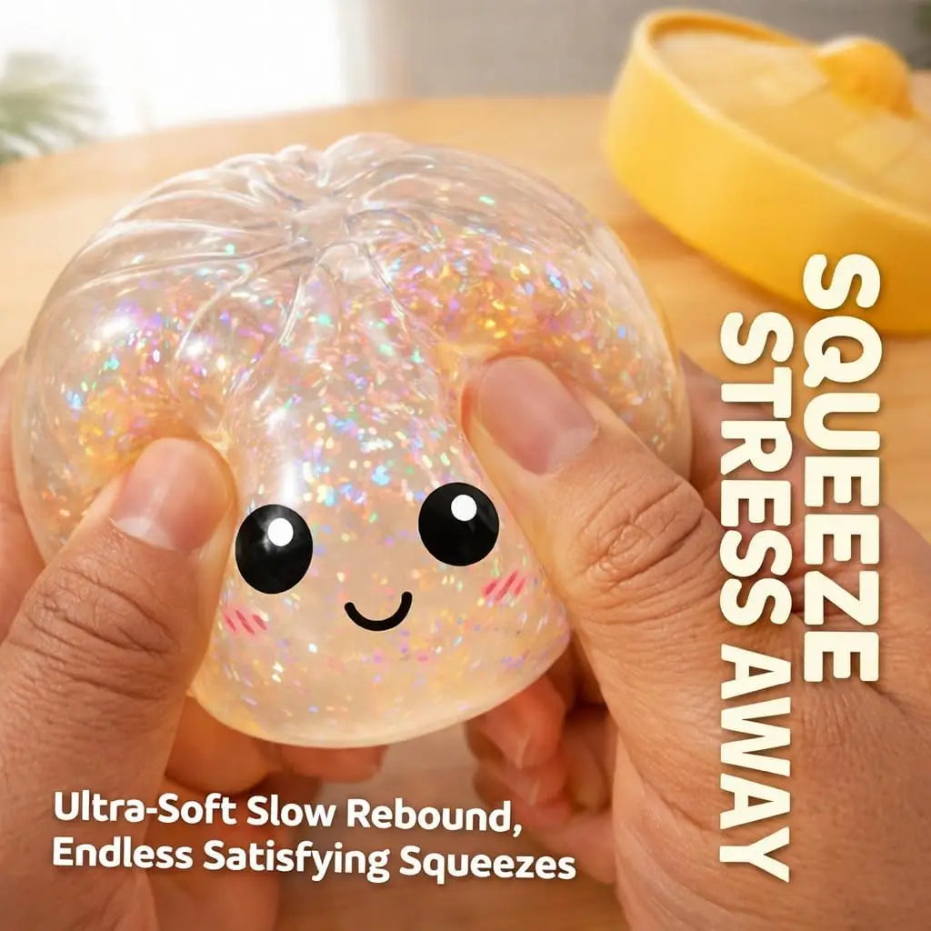 Large Dumpling Stress Ball with Steamer – Squishy Sensory Bun Toy for Anxiety Relief for Adults & Kids