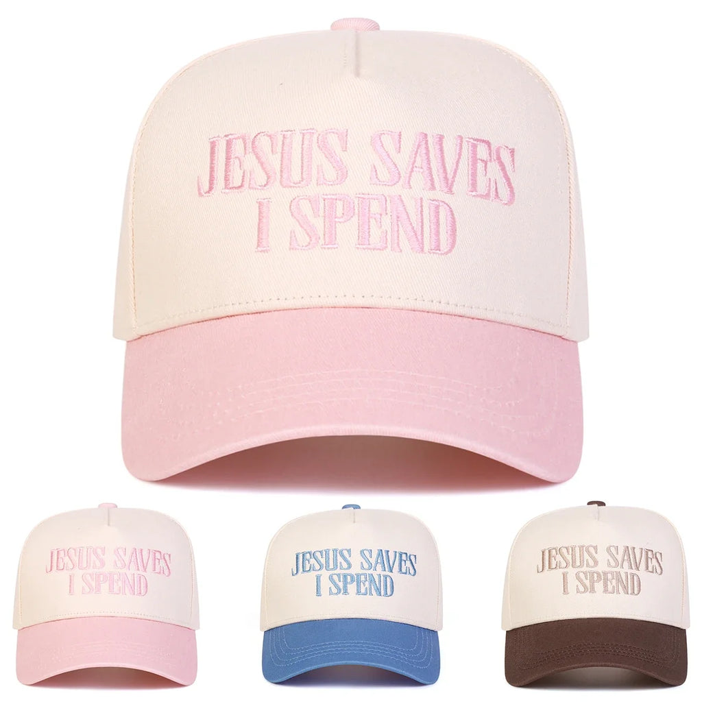 JESUS SAVES I SPEND Embroidered Baseball Cap – Adjustable Casual Outdoor Sports Cap